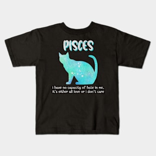 Pisces Sarcastic Sassy Cat Zodiac Sign Astrology Birthday Kids T-Shirt